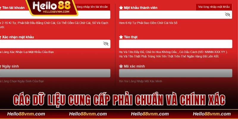 Các dữ liệu cung cấp phải chuẩn và chính xác
