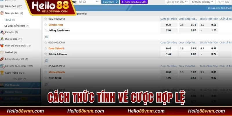 Cách thức tính vé cược hợp lệ