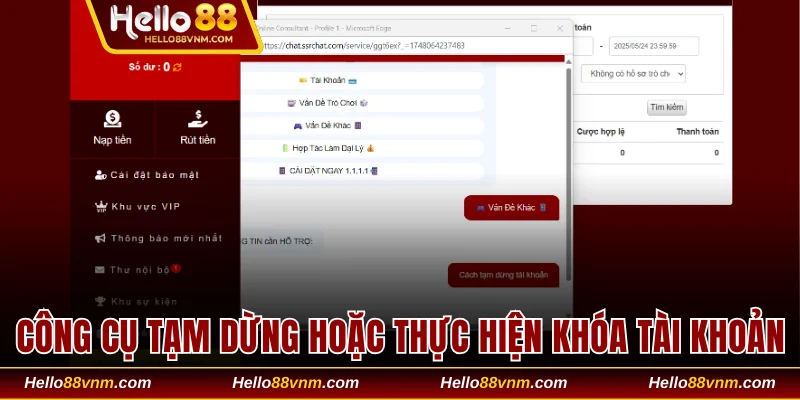 Công cụ tạm dừng hoặc thực hiện khóa tài khoản