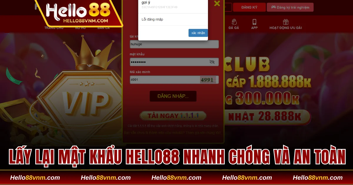 Lấy lại mật khẩu Hello88