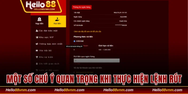 Một số chú ý quan trọng cho bạn khi thực hiện lệnh rút tiền