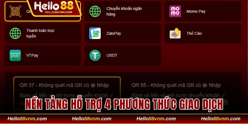 Nền tảng hỗ trợ 4 hình thức thanh toán tiện dụng