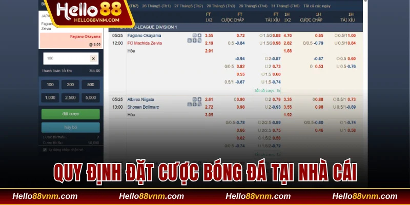 Quy định đặt cược bóng đá tại nhà cái