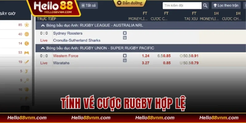 Tính vé cược rugby hợp lệ